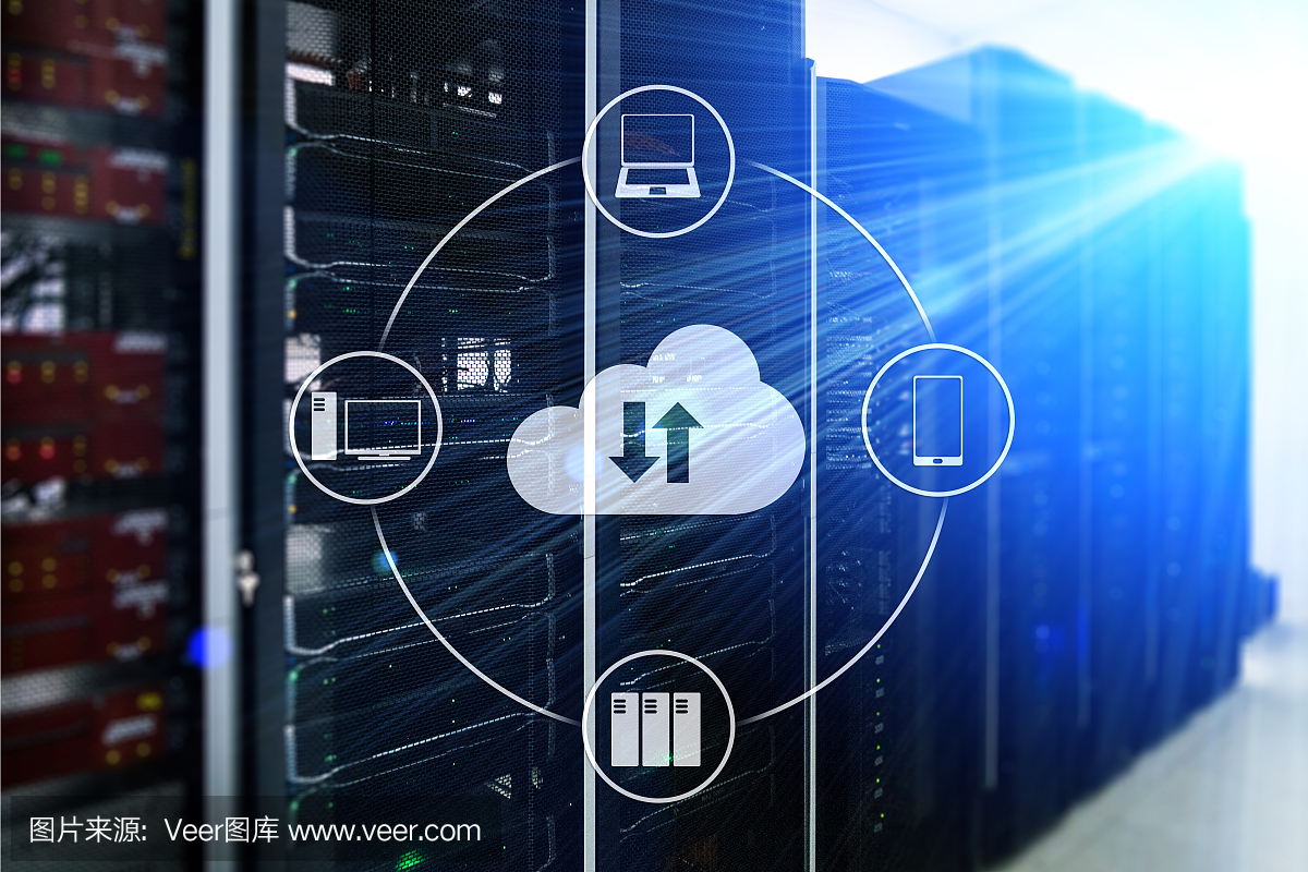 云服務器與計算、數(shù)據(jù)存儲與處理。互聯(lián)網(wǎng)和技術的概念。